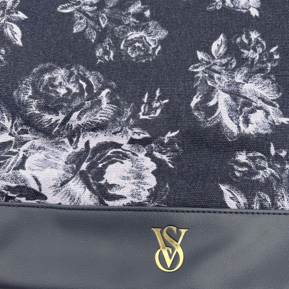 Victoria Secret VS Floral Book Tote Travel Bag Large Purple‎ Flowers~NWOT